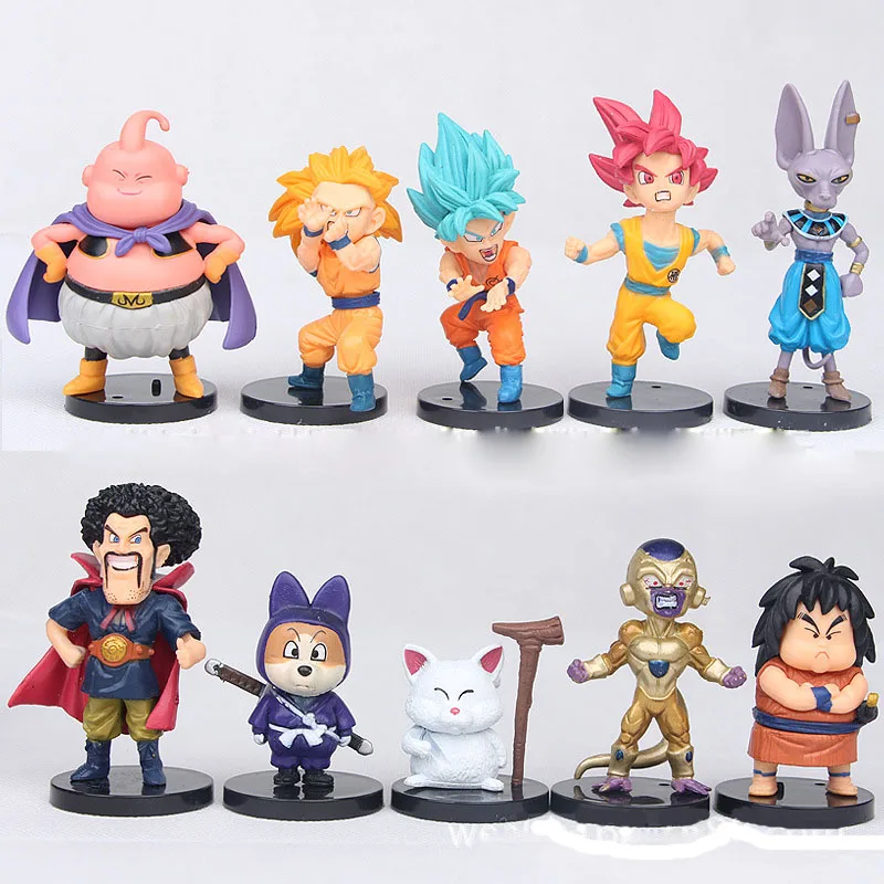 Аниме Dragon Ball Z Figuras Toys 10 шт./лот Супер Saiyan Son Goku Gohan Goten ПВХ фигурки куклы косплей