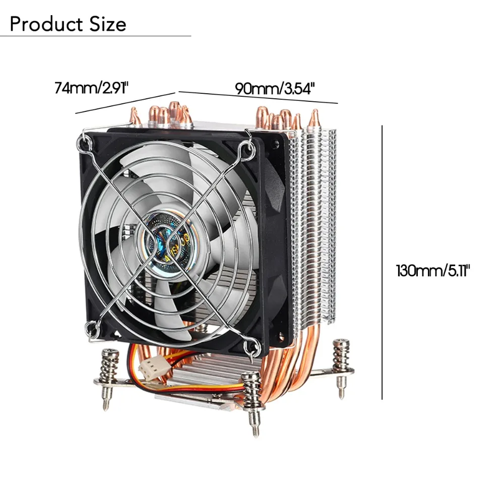 90 мм 3Pin 6 медных тепловых трубок кулер процессора радиатор тихий вентиляторы охлаждения радиатора для Intel 1366/1155 с железной сеткой