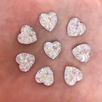 

New 40pcs AB Resin 12mm Heart Flatback Cyclone Rhinestone Wedding Buttons Crafts R583