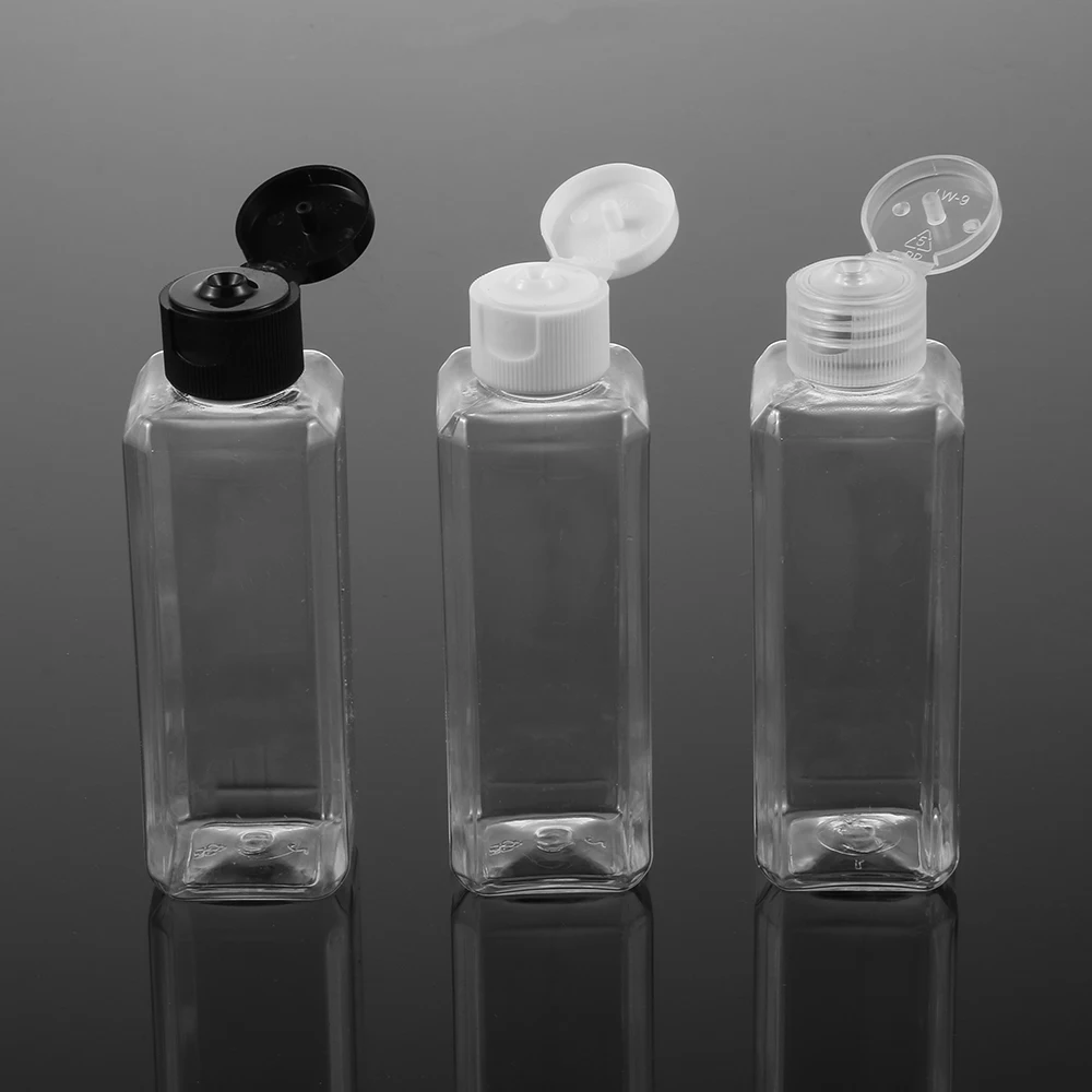 

100ml Clear Flip Top Cap Refillable Bottle Transparent Small Simple Empty Bottles Container Makeup Liquid Cosmetic Jar
