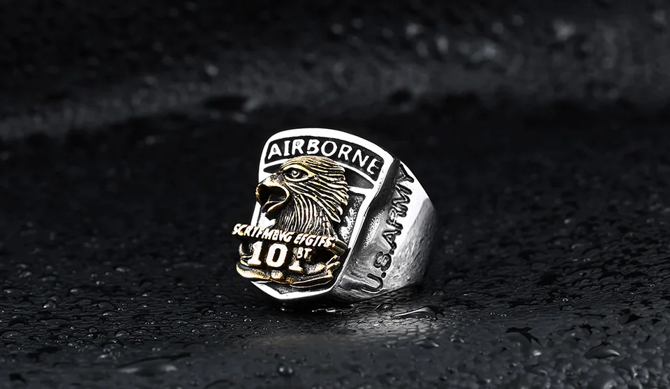 Стальной солдатик 316l нержавеющая сталь для мужчин Американский в воздухе Кричащие Орлы кольцо личность панк ювелирные изделия как подарок для bf