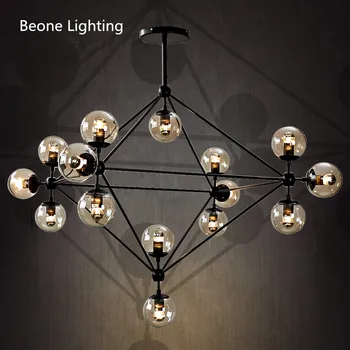 

Loft 15 lights amber Glass Chandeliers The Beanstalk LED Retro Lamps Art Decoration Lights Industrial living room home lights