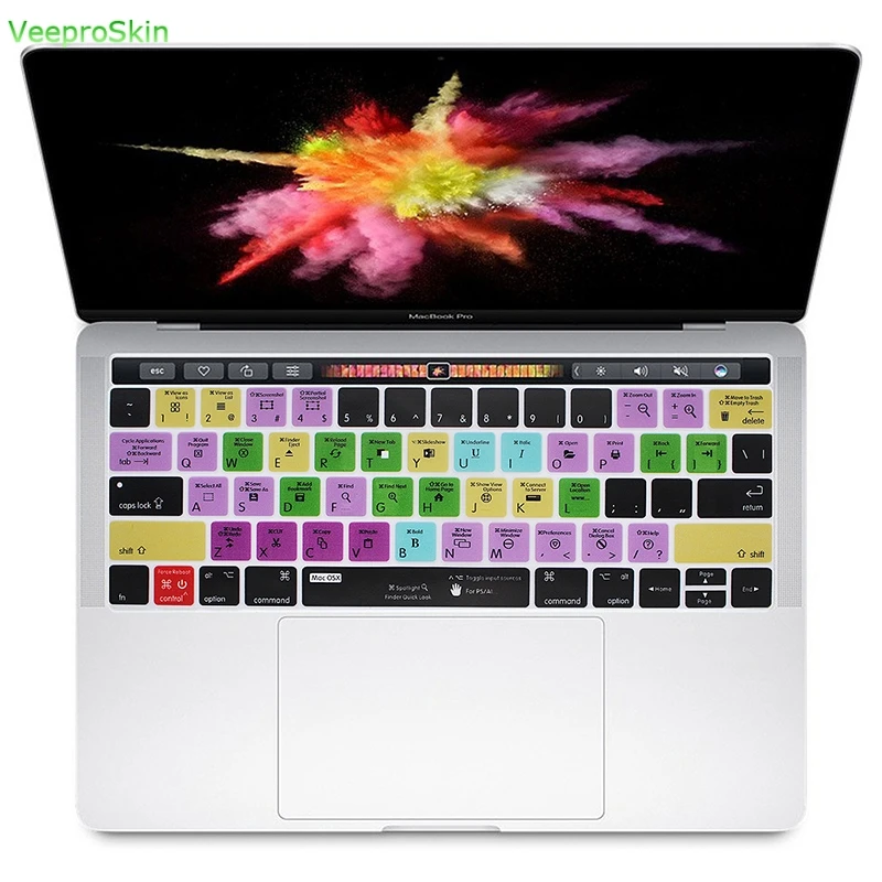 Per Mac Osx Funzione Scorciatoie Tasto Di Scelta Rapida Della Tastiera Del Silicone Della Copertura Della Pelle Per Mac Pro 13 "15" Touch Bar A1706 /A