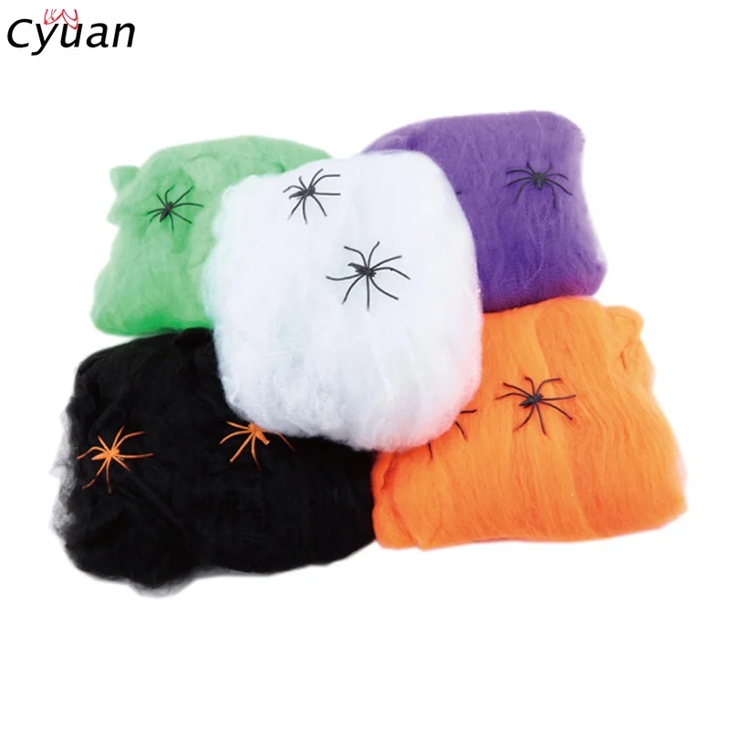 

Cyuan Halloween Scary Party Scene Props White Stretchy Cobweb Spider Web Horror Halloween Decoration For Bar Haunted House Decor