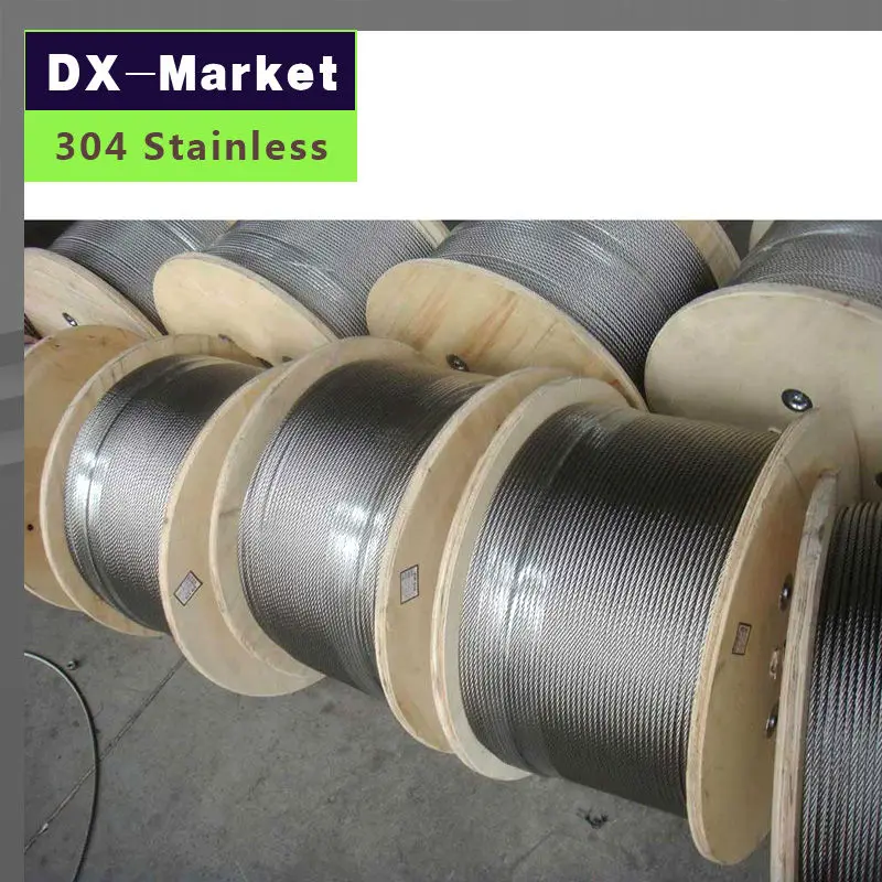 

4mm wire rope , 10meter , 7*7 , Transparent color Plastic Coating 304 Stainless Steel Wire Rope pulling rope Mold Fishing rope