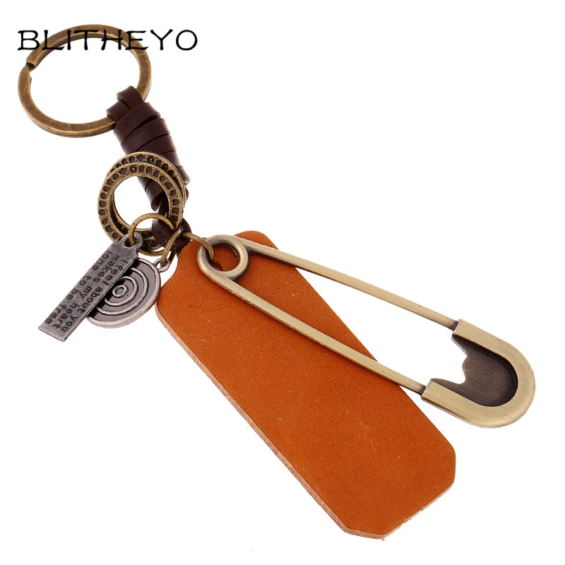 BLITHEYO классический Бумага Клип Контакты брелок кожаный панк Сумки ключ