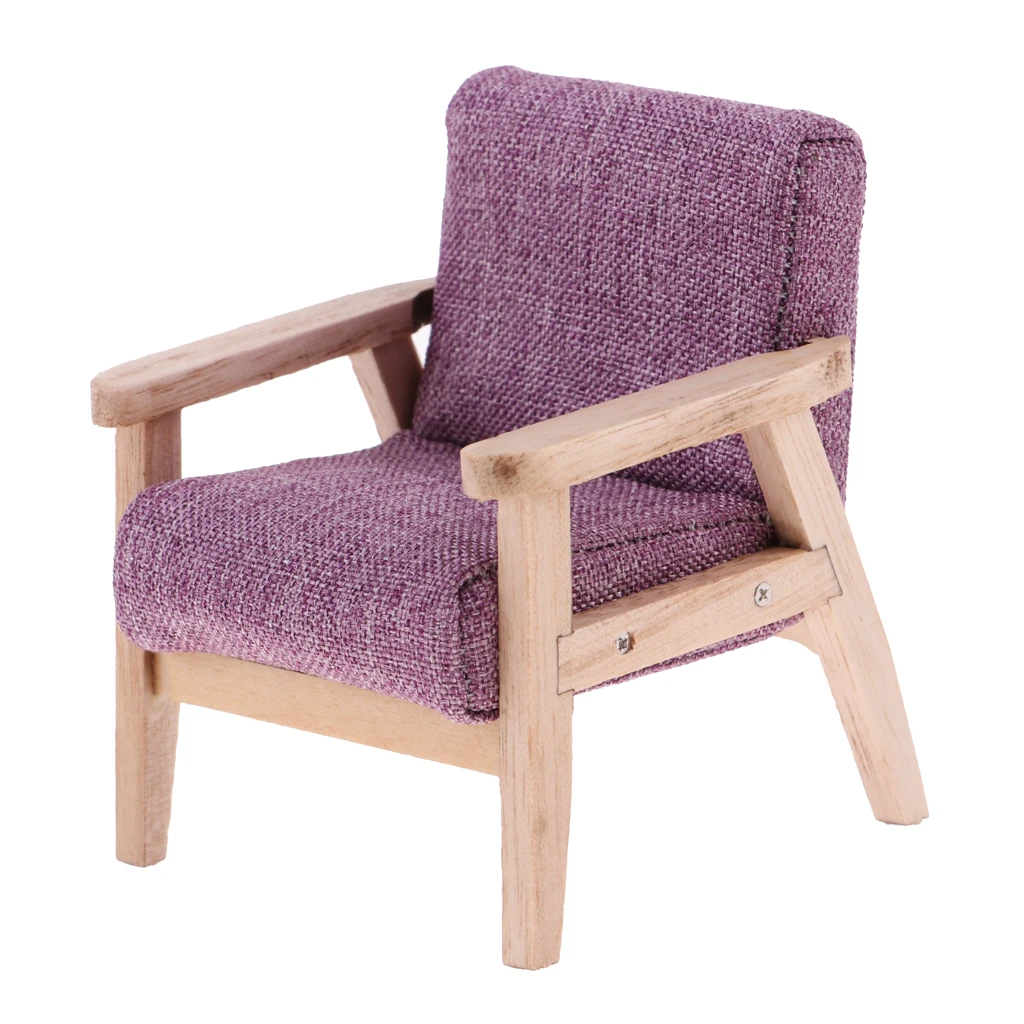 1:12 Wooden Single Sofa Double Couch Dollhouse Miniature Furniture Accessory