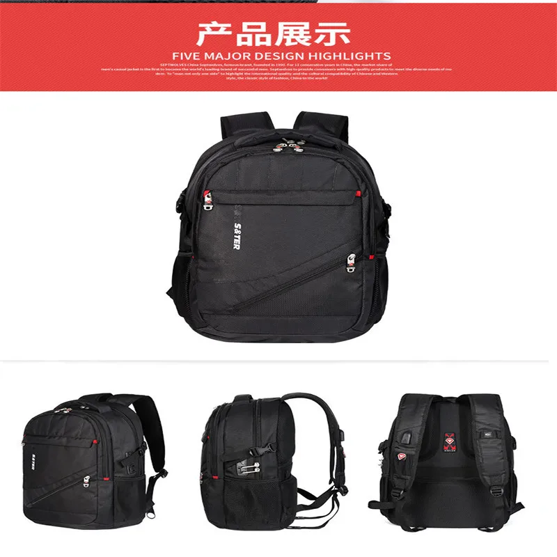 

Swiss Backpack anti-theft 15.6 inch Waterproof usb external Man backpack big capacity Business sac a dos Laptop bag Mochila
