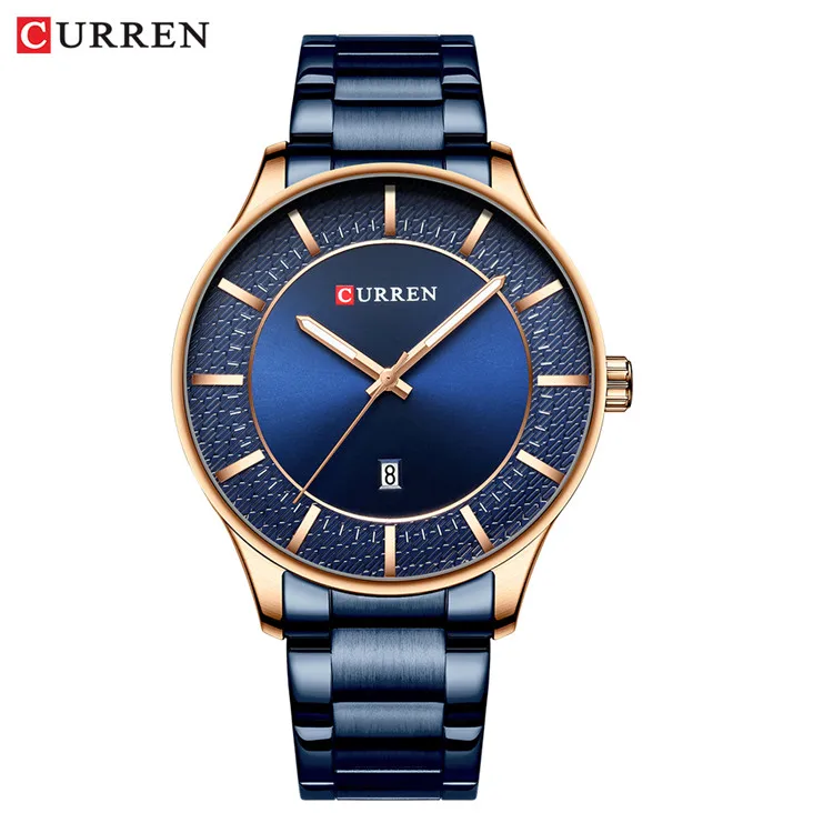 Топ Элитный бренд Curren Мужские s часы Новая мода кварцевые мужские часы Бизнес водонепроницаемые наручные мужские часы Relogio Masculino - Цвет: blue