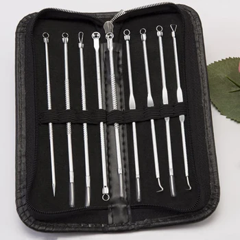 

9Pcs Stainless Steel Acne Extractor Removing Tool Face Skin Care Blackhead Pimple Remover Comedone Extract Ance Needle Kit