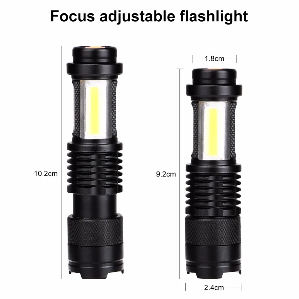 Портативный Q5+ COB мини черный 4000лм Водонепроницаемый светодиодный фонарик Zoom СВЕТОДИОДНЫЙ Фонарь penlight использовать батарею AA 14500 освещение фонарь