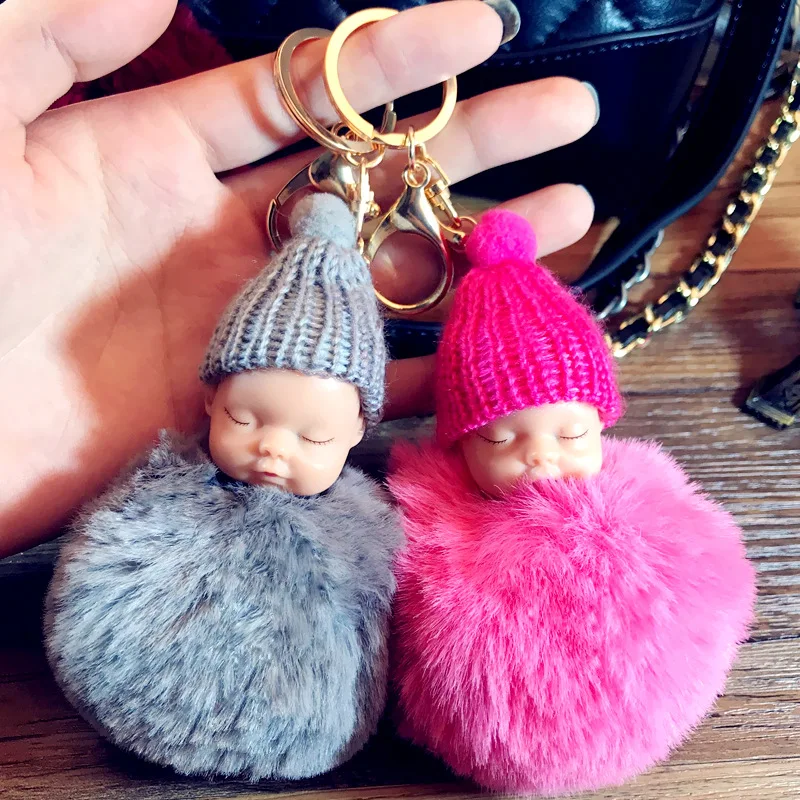 Женский меховой брелок pom плюшевый с животным модный для телефона косынка хвост