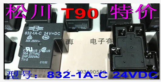 Горячее предложение Новое реле 832 1A C 24VDC DC24V 30A T90 DIP5 5шт./лот|Реле| |