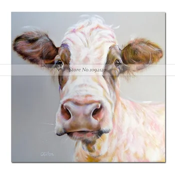 

2018 New Paintings Living Room Wall Art White Cow Painting Home Decor Gift Oil Painting On Canvas Large Art Cheap Artworks