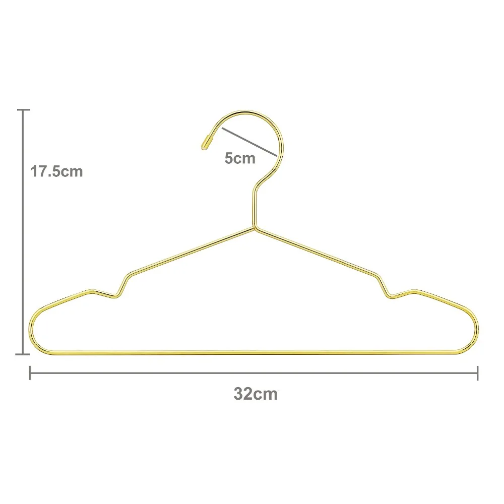 Hangerlink 32cm Children Cute Gold Metal Clothes Shirts Hanger with Notches, Heavy Duty Small Coats Hanger for Kids(30 pcs/Lot)