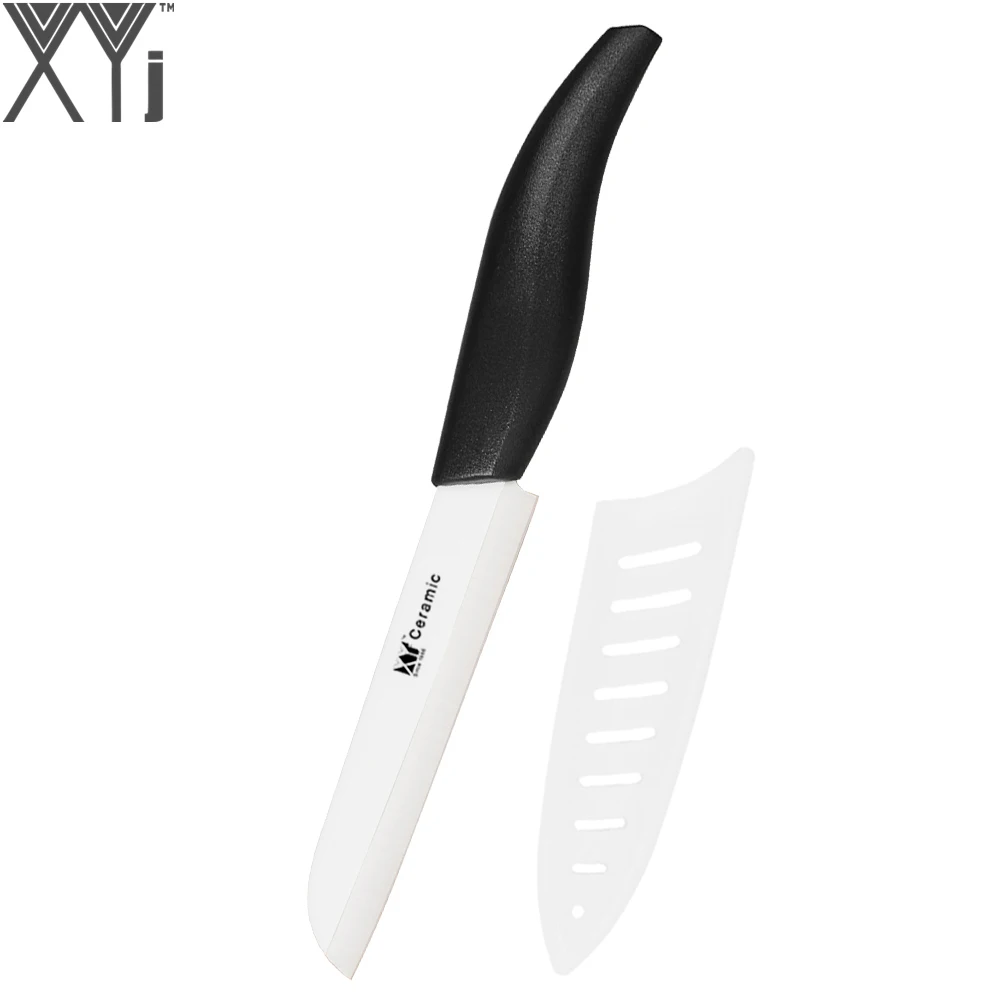 XYj Brand 4 Inch Santoku Ceramic Knife High Grade White Blade Black