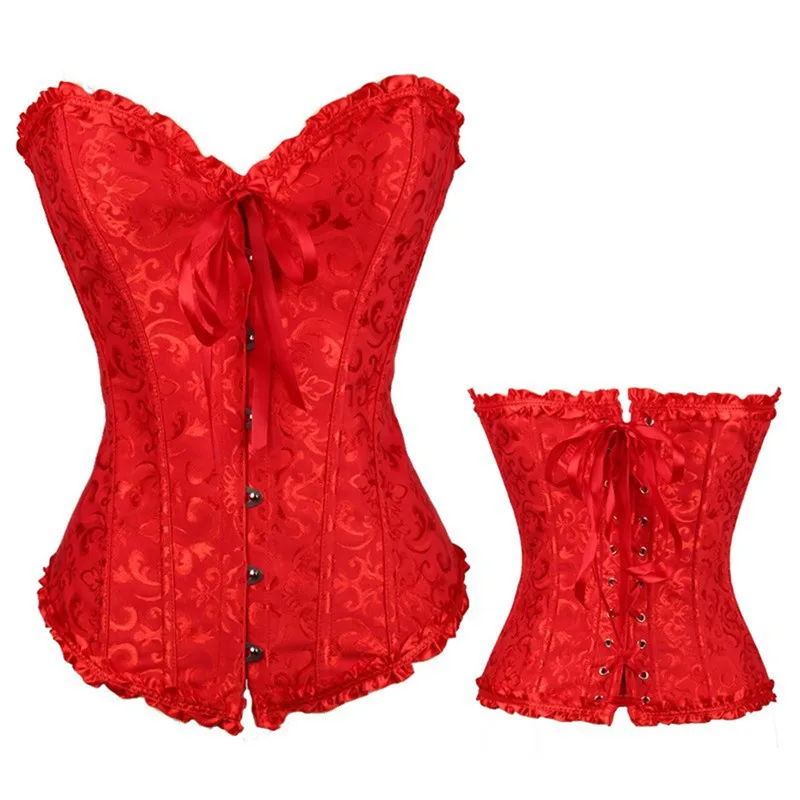 Корсет Corselet Corselete, женские корсеты, большие размеры, корсаж, корсаж, белый лиф, соломинка, топ, бюстье, S-6XL - Цвет: Красный