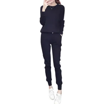 

Suit Korean Long Sleeve Loose Casual Two-Piece Set Pants Tshirt Top Trouser Jacket