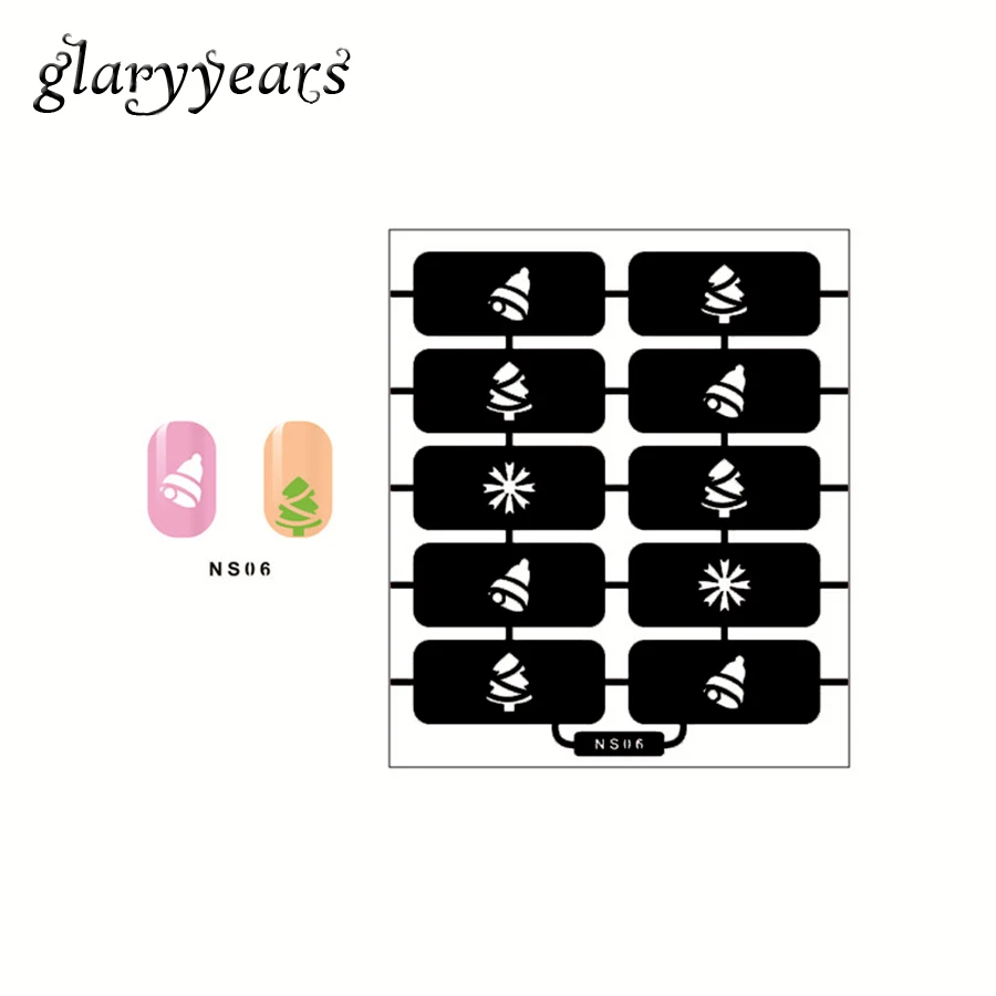 

1pc Christmas Tree Airbrush Manicures Nail Art Stamping Stamp Tool Template Design Nail Stencils for Nail Polish Decoration NS06