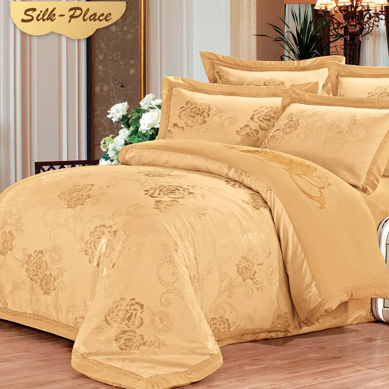  SILK PLACE Comforter Bedding Sets Satin Luxury Bed Sheet New Fashion Designer Jacquard Duvet Cover 
