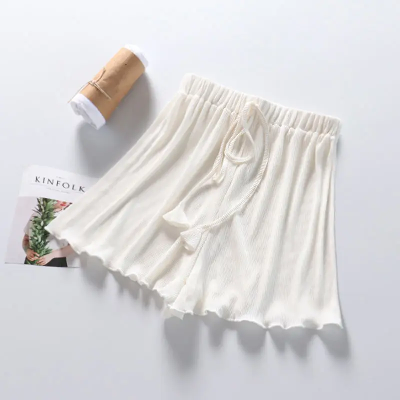 Кружевные полосатые плиссированные шорты женские белые черные шорты с высокой талией свободные шорты женские летние шорты C5478 - Цвет: white