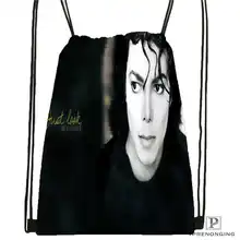 Custom michael-jackson Drawstring Backpack Bag Cute Daypack Kids Satchel (Black Back) 31x40cm#180612-02-20