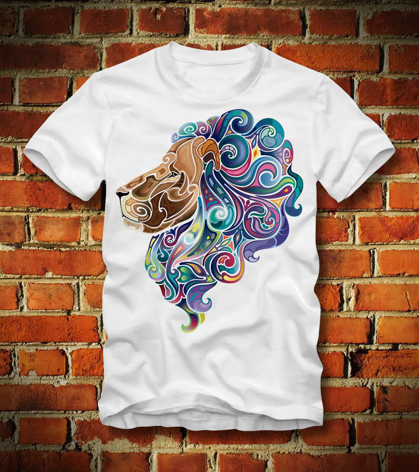 Футболка с изображением Льва PSYCHEDELIC psychedelich TRIPPY LSD ACID DMTCool Повседневная футболка