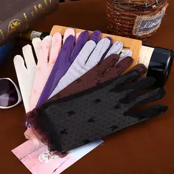 Жаккардовый стиль Защита от солнца аксессуары кружева выдалбливают перчатки сопротивление скольжению перчатки с ажурным узором