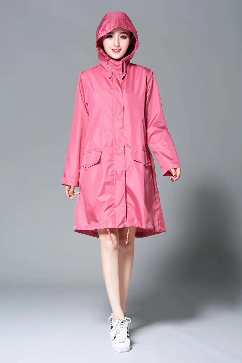 Freesmily Women's Stylish Rain Poncho Waterproof Rain Coat With Hood Sleeves and Pocket waterproof raincoat