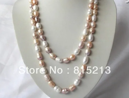

ddh00198 stunning long 50" 15mm baroque white pink freshwater pearl necklace