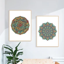 Impresiones de Mandala, carteles de elementos decorativos Vintage, arte floral colorido, lienzo, cuadros de pared para la decoración del hogar de la sala de estar