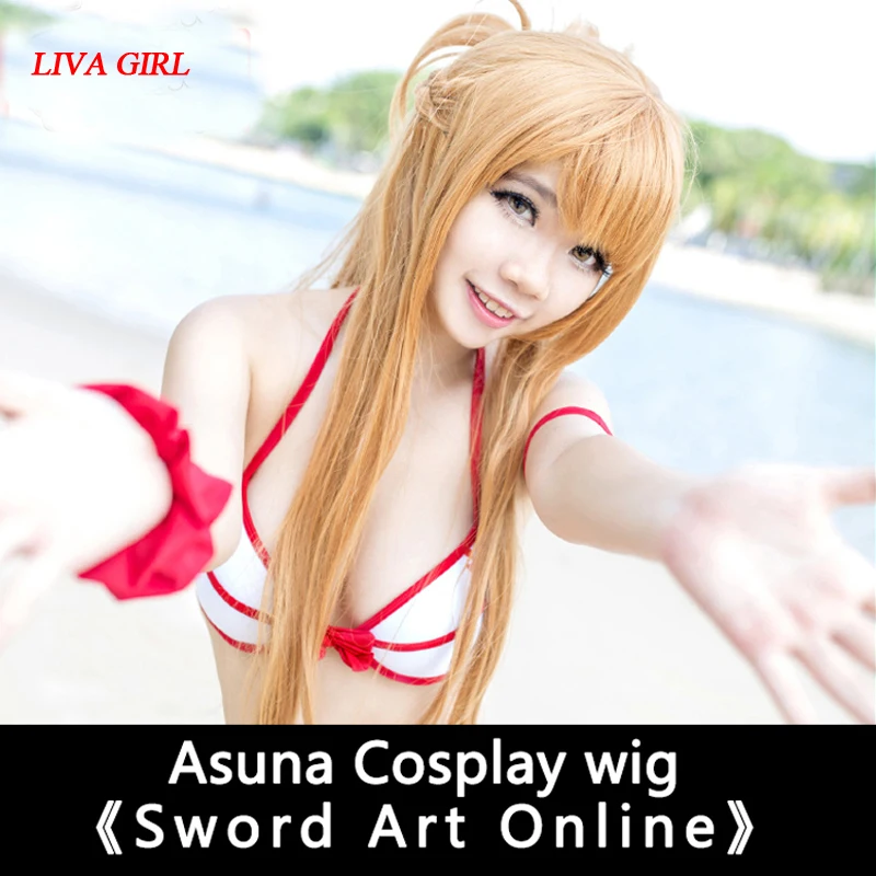 

LIVA GIRL 100cm long wig Sword Art Online Cosplay Wig Asuna Costume Play Wigs Halloween party Anime Game Hair High Quality