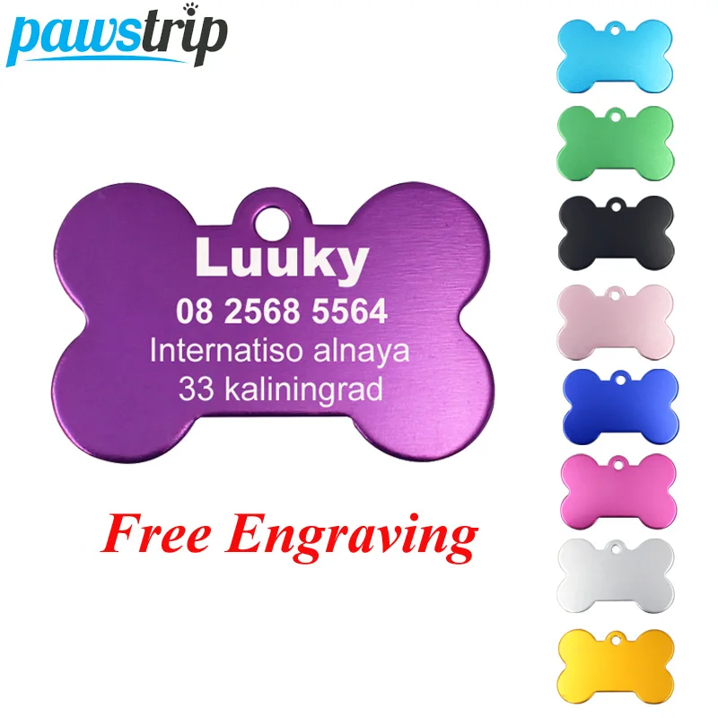 pawstrip 2pcs lot Personalized Dog ID Tags Aluminium Customized font b Pet b font Tag For