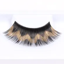 2 пары длинных золотых поддельных ресниц для сценического шоу, модные красочные накладные ресницы для леди макияж ES-16