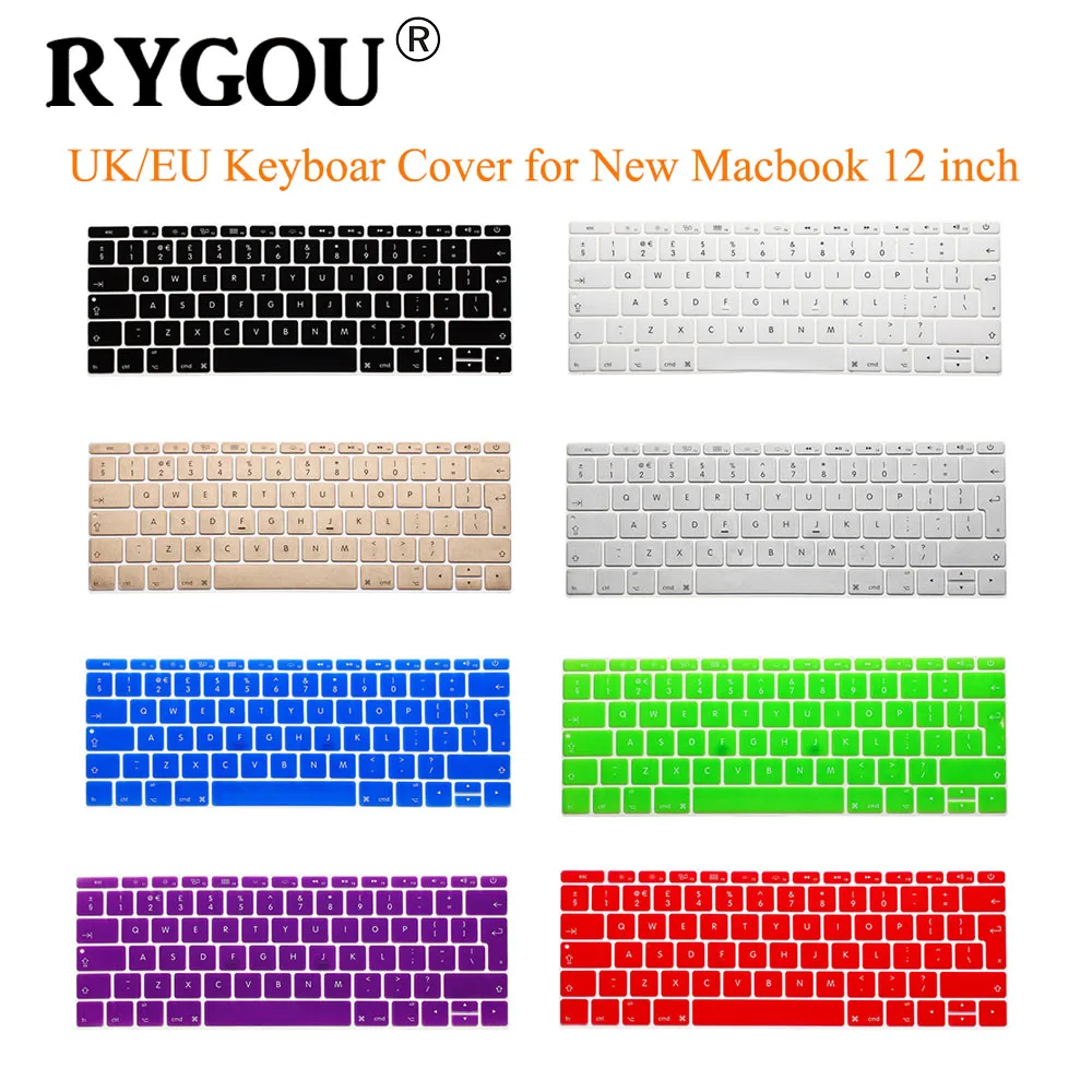

English EU/UK ISO Layout Silicone Keyboard Cover Protective Skin For Macbook 12, New Macbook Pro 13 Without Touch Bar model