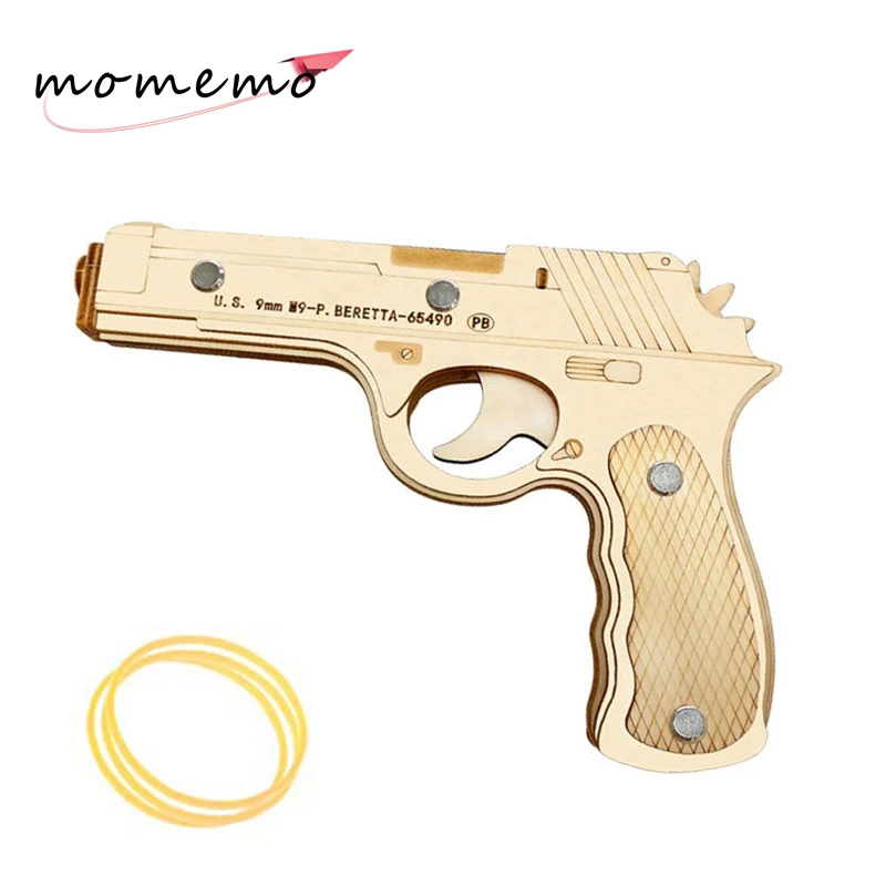 

MOMEMO Creative Wooden Puzzles Rubber Band Gun Wooden DIY Assembaly Kit Toys 3D Gun Models Puzzle for Adult Children Toys Gifts