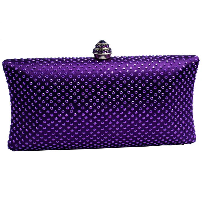 Элегантная женская вечерняя сумка и клатчи со стразами кристалл для женщин Выпускной, свадьба - Цвет: Purple