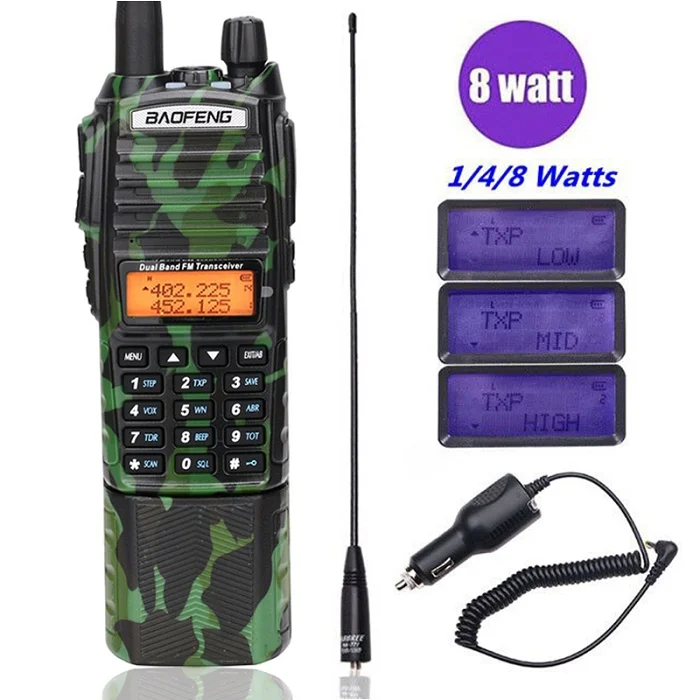 Baofeng UV-82 камуфляжная рация 8 ватт мощная UHF VHF Двухдиапазонная 3800 мАч 10 км дальность действия UV 82 для охоты и пеших прогулок двухстороннее радио - Цвет: as pic show 1