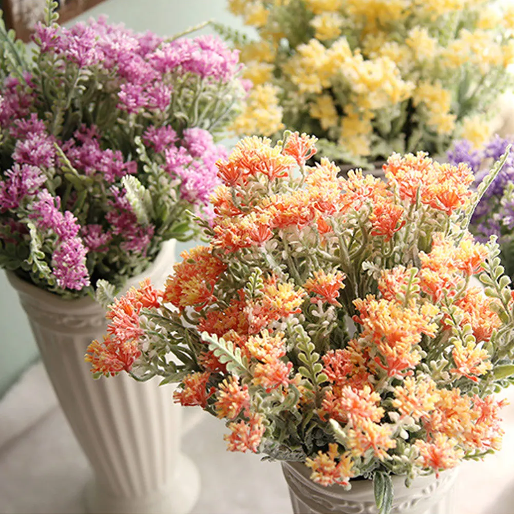 

Artificial Flower lily of the valley Bouquet Flocking Plastic Rural Country Fake Flower Branch Wedding Party Home Decorative