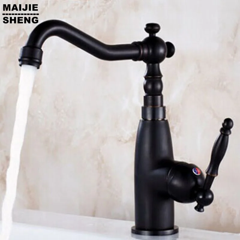 

Black archaize lavatory basin faucet hot and cold basin that wash a face Single European copper tap