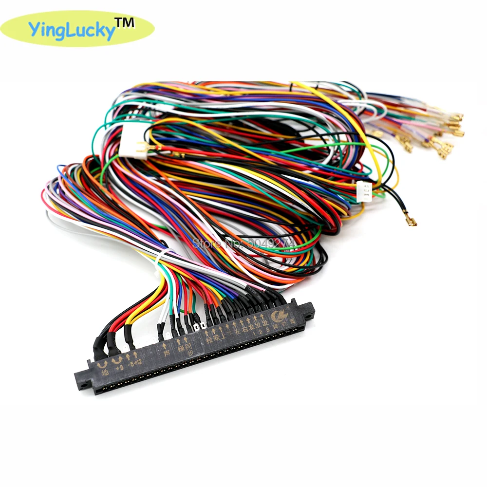 yinglucky Jamma 28 pin Harness for veideo arcade game pandora box with 5 6 action button wires for arcade game machine/cabinet