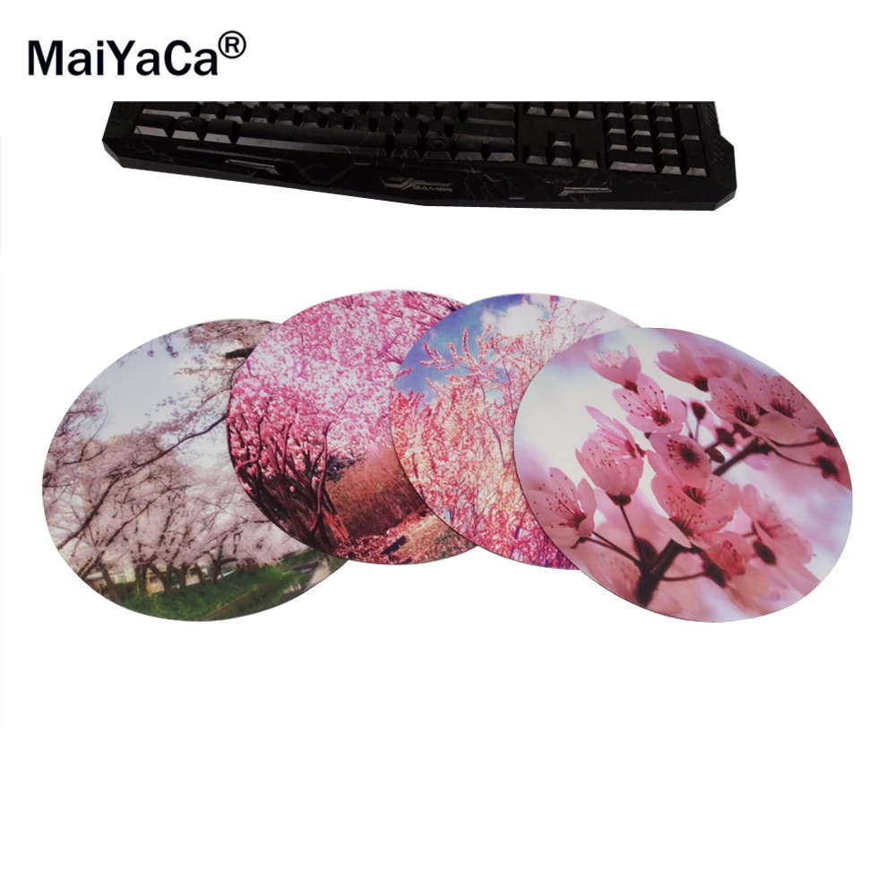 

MaiYaCa Under Sakura Trees Pattern Prints Mouse Pad Small Size Round Gaming Non-Skid Rubber Pad
