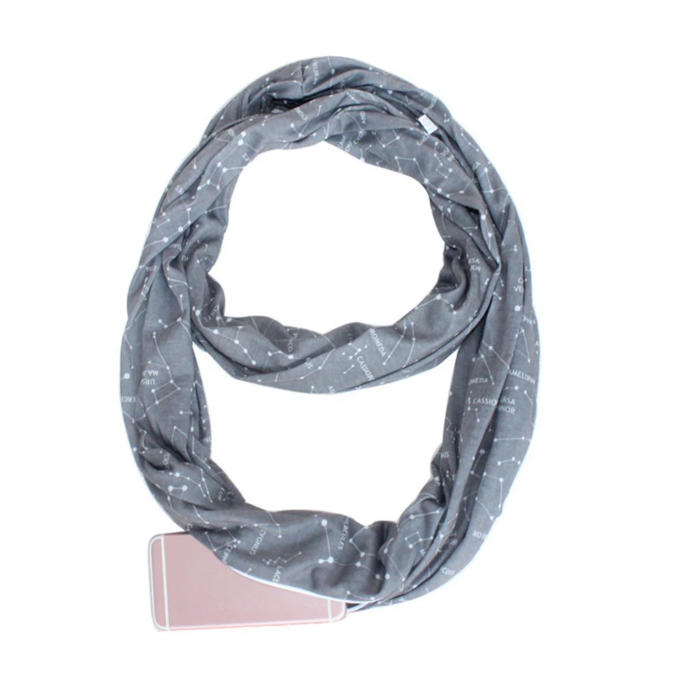 

Women Winter Convertible Infinity Scarf Pocket Loop Zipper Pocket Scarves Best Sale- LT88