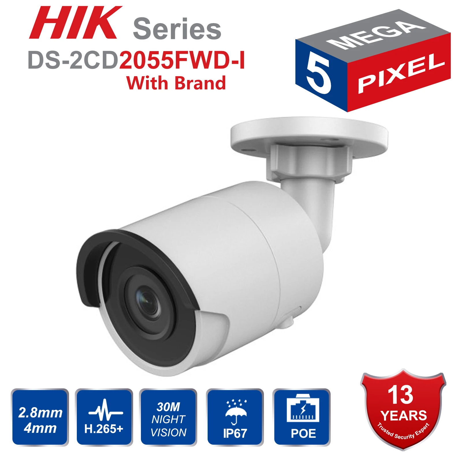 IP-камера безопасности Hik EasyIP3.0 английская H.265 DS-2CD2055FWD-I 5 Мп миниатюрная сетевая с