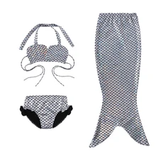 От 3 до 12 лет для девочек, детское серое платье принцессы с хвостом русалки, летние детские купальники, бикини, пляжные костюмы, купальный костюм для девочек, комплект бикини