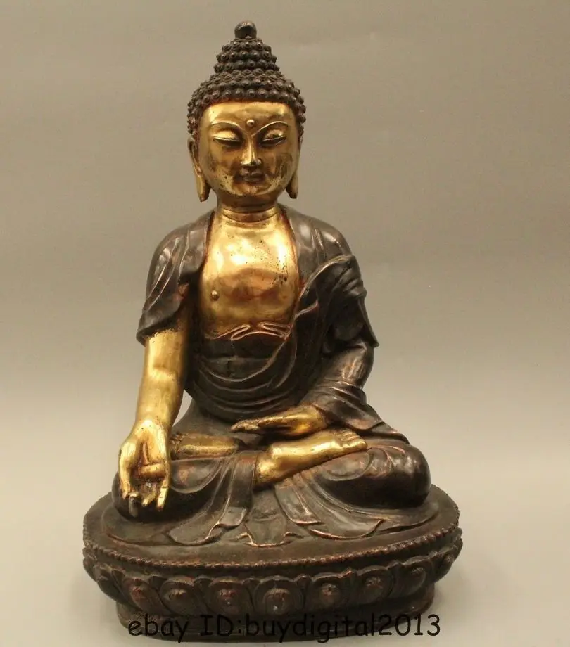 

16" China Buddhism Folk Bronze Gild eighteen Bodhidharma arhat Buddha Statue