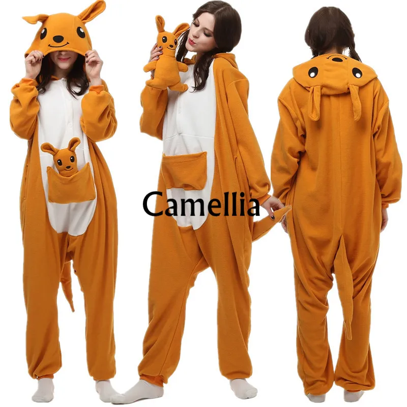 

Novelty Adult Women Cute Face kangaroo Onesie Unisex Fleece Winter Pyjamas Party Sleepwear Kawaii Jumpsuit Autumn Pajamas