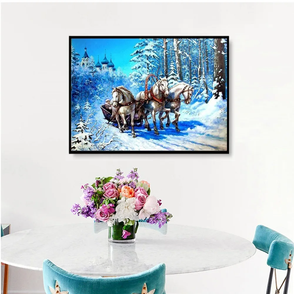 

HUACAN Diamond Embroidery Scenery 5D Diamond Painting Cross Stitch Horse Picture of Rhinestones Home Decor Christmas Gifts