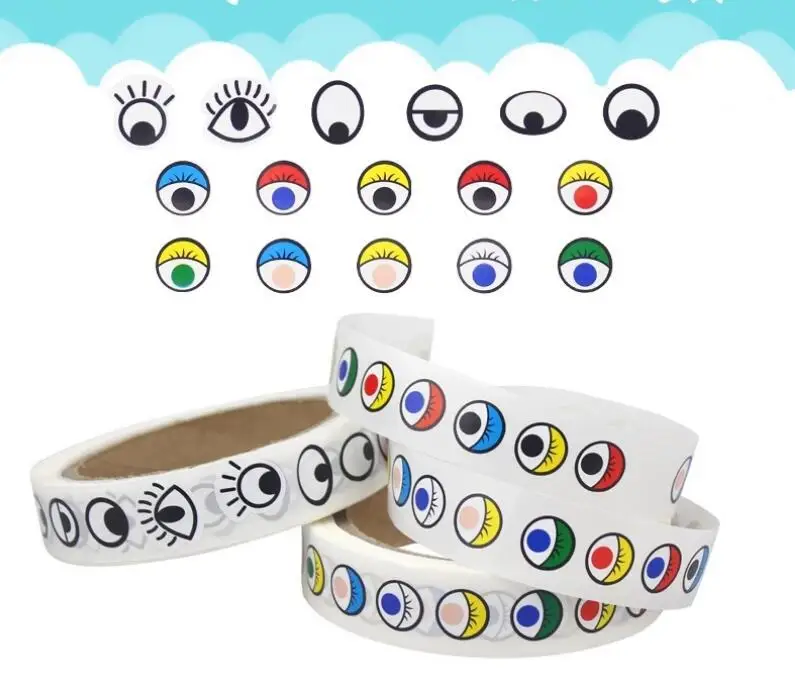 

850/500pcs package children's manual DIY material roll eye sticker with adhesive black and white color eyeball stickers eyeball