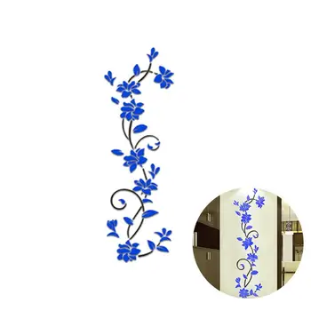 

Removable 3D Rose Flower Rattan Wall Stickers Living Room TV Background Wall Decals Mural Home Decor (Dark Blue Flowers)